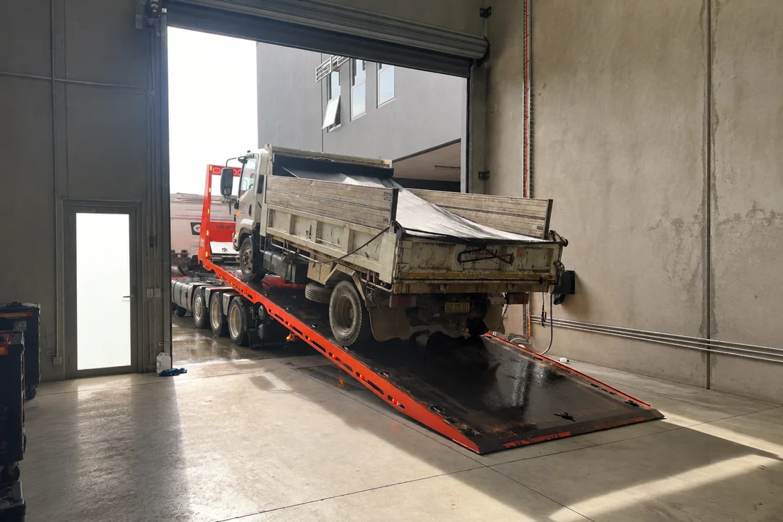 Truck inside the Axie Autoworks workshop